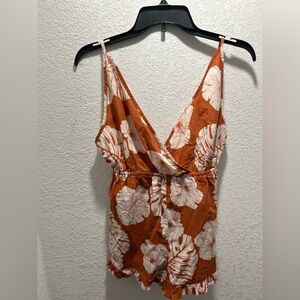 NWT Roxy Rust and White Floral Romper sz:s